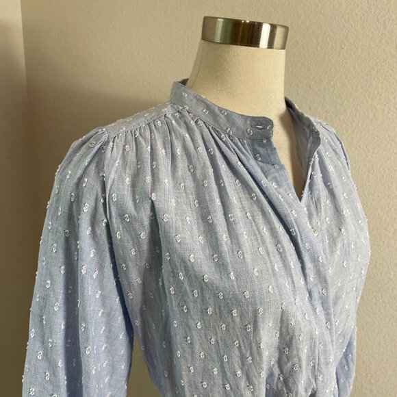 NEW Joie Womens Small Blue Long Sleeve Cotton Swiss Dot Tiered Dress - Picture 2 of 8